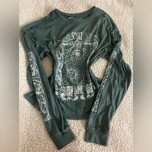 Green long sleeve shirt with white design size s